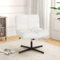 COSTWAY Chaise de Bureau en Imitation Laine d'agneau sans Accoudoirs, Chaise Pivotante à Pieds Croisés Métal avec Assise Large, Hauteur Réglable, Charge 160 kg, pour Salon, Chambre, Bureau, Blanc