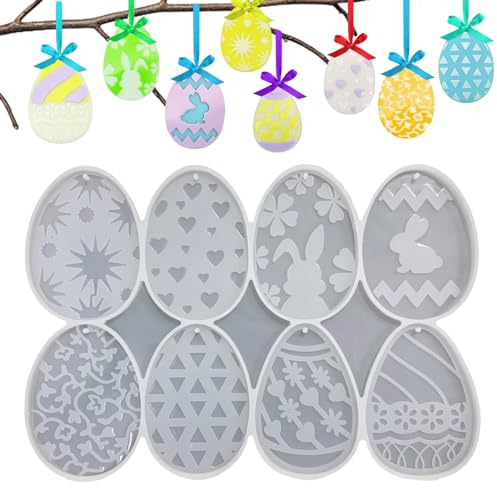 UTEFIF Ostern Silikonformen, Harzformen, Hasenei Schlüsselanhänger, Osterschmuck, DIY Kerze Seife Schmuck Handwerk Heimdekoration