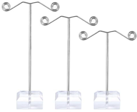 PATIKIL Earring Display Stands, 3pcs Earring Holder Earring Stand Storage Organizer Acrylic Necklace Rack for Jewelry Photography Necklace,Transparent