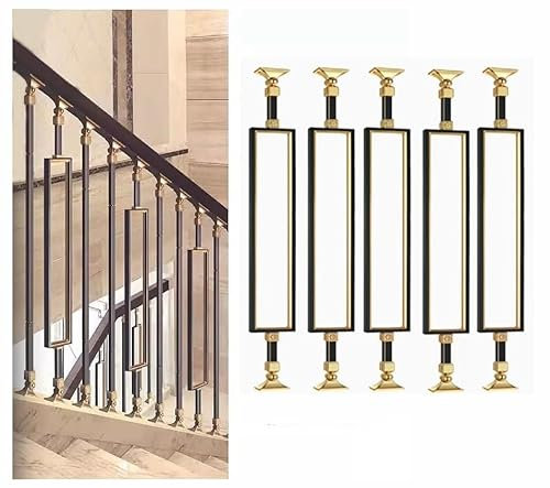 Rampe d'escalier Poteau à broches de 75/85/95/105/115/125 cm pour terrasse – extérieur/intérieur/patio, avec kit complet de vis et supports, balustre d'escalier carré noir robuste en métal, lot de 1 2