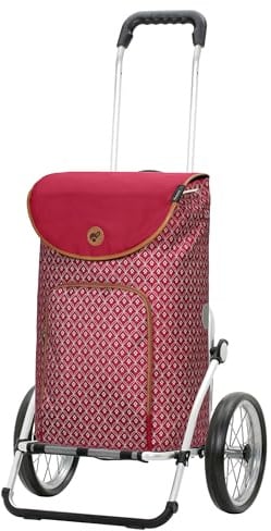 ANDERSEN Einkaufstrolley - Royal Shopper Famke rot | mit Speichenrädern, große Räder, 25 cm, aus Alu, bis 50 kg - Tasche mit Thermofach, Innenfach, Fronttasche, 47 L