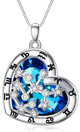 enjoylifecreative Damen Schütze Sternzeichen Halskette Sterlingsilber Sagittarius Sternbilder Stern Kristall Anhänger Kette Horoskop Astrologie Geburtstag Schmuck Geschenke für Frauen Mädchen