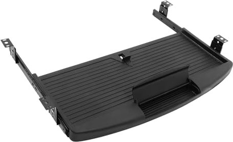 TEHAUX Ajustable Coulissant sous Le Bureau avec Porte-Stylo- Support Clavier, Plateau pour Clavier Et Souris Coulissant sous Le Bureau, Ensemble Complet avec glissières et Support