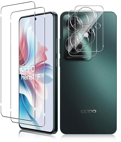 Vanrain Protector de Pantalla para OPPO Reno 11 F 5G, 2+2 Piezas Cristal Templado y Protector de Lente de Cámara, Vidrio Templado 9H Dureza Alta Definición Sin Burbujas