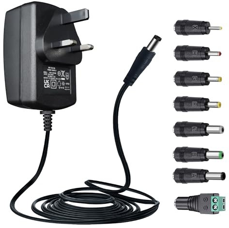 ANLINK 12V 3A/3000mA 1.8M Long Power Supply Adapter, AC 100-240V to DC 12V 3A 36W Switching Adapter 5.5x2.1mm Wall Transformer Plug with 8 Tips for LED Strip Lights,CCTV System and More,UKCA Certified