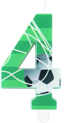 Soccer 4 Birthday Candles, Football Number 4 Candle for Cake, Boys Girls 4th Birthday Decorations, Green Football Themed Candle Cake Topper Decorations for Boys Men Celebrations Supplies