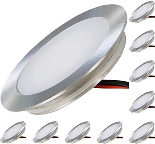 ETT Distribution GmbH 12V LED Bodenstrahler Ultra flach 10 x 0.5W Wandeinbauleuchten Tom 3000K Rund IP67 Einbauspots Trittfest Begehbar Lochausschnitt: 46mm