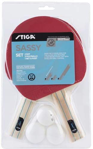 Tischtennis-Set Sassy bestehend aus 2 Schlägern + 3 Bällen + Netz und Tischtennisplatte Stiga cd.2C4-544