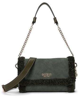 GUESS Damen Davika Shoulder Bag Flap Umhängetasche, Schultertasche, Wald