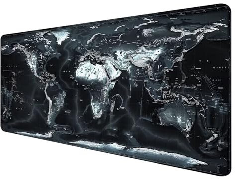 Gaming Mauspad XXL 800 x 400 mm, Schwarz Mauspad Groß mit Vernähten Kanten, Gaming Mousepad Karte mit Verbessert Präzision und Geschwindigkeit, Mousepad XXL Wasserdicht für Gaming, Büro, Zuhause X-7