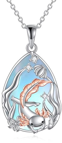 KQF Schmetterling/Fuch/Katze/Libelle/Ster/Quallen/Meerjungfrau/Eule Mondstein Kette für Damen Sterling Silber Schmetterling Mondstein Anhänger Kette für Damen Mädchen