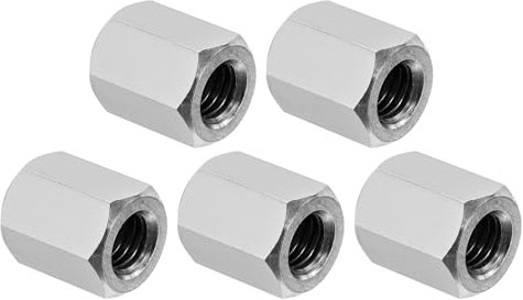 PATIKIL Tuerca de Acoplamiento Hexagonal de Acero Inoxidable 304 UNC 3/8-16, 5 Piezas 0.8 de Longitud Tuerca de Acoplamiento Roscada Completa, Tono Plateado