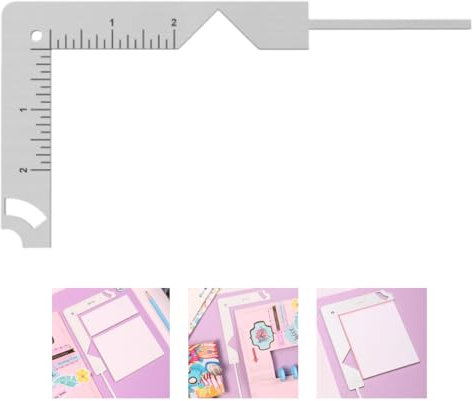 Yuiturt 5-in-1 Bucheinband-Anleitung, 12cm Buchbinder-Werkzeug aus Edelstahl Metall, Buchbinden Buchverpackungen Positionierungslineal für Buchumschlägen aus Spanplatte Notizbuch und Album Cover