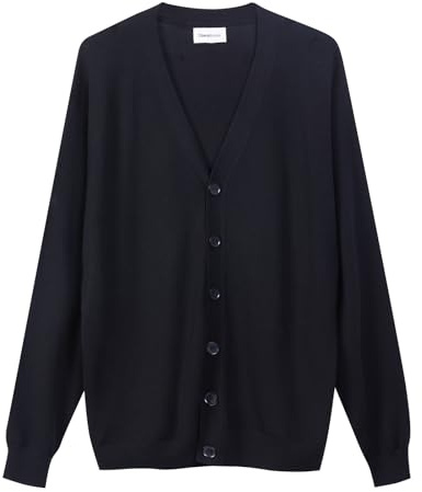 Diana Studio - Cardigan Basico, Nero, Uomo, 100% Lana Merino, Maniche Lunghe, Taglia XXL, Regular Fit