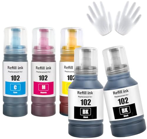 ASEKER 102 Tinte Multipack Kompatibel für Epson EcoTank ET-2750 ET-2756 ET-2850 ET-2851 ET-2856 ET-3700 ET-3750 ET-3850 ET-4500 ET-4700 ET-4750 ET-4850 ET-4856 ET-1500 Drucker (BK*2/C/M/Y)