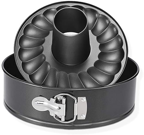 HQILRRA Moule à manqué, Moule à savarin, Moule à gâteau, Moule à charnière, Avec fond amovible et revêtement antiadhésif,Pour les anniversaires, les mariages, les fêtes,24 X 24 X 6.5cm