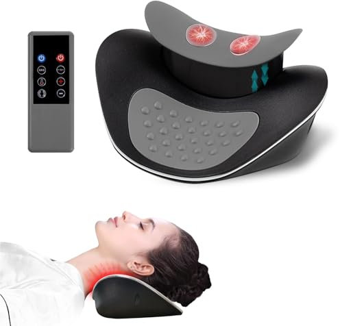EMS Nackenmassagegerät Elektrisch mit Wärme, Kabelloses Nacken Massagegerät mit Airbag, Entspannungskissen für Nacken, Akupressur für den Nacken, 4 Modi, 10 Einstellbare Frequenzen