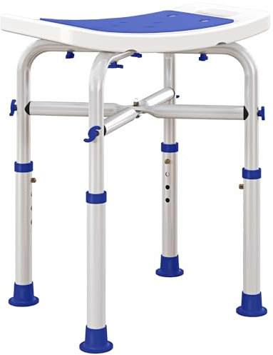 HOMCOM Shower Chair for the Elderly and Disabled, Adjustable Padded Shower Stool with Built-in Handle and Non-slip Suction Foot Pads, Purple