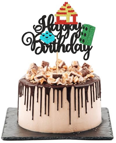 Blumomon 1Pcs Building Blocks Cake Topper Boy & Girl Birthday Party Decorations