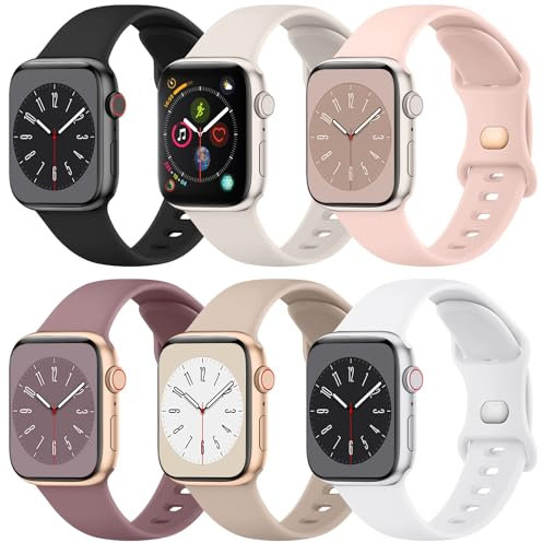 Bracelet pour Bracelets Apple Watch 40mm 41mm 38mm 44mm 42mm Ultra 2 49/46/45mm Femme,Bracelet Silicone pour iWatch Series 10 9 SE(se 2) 8 7 6 5 4 3 2 1 (Pack A, 42mm(Series 10)/41mm/40mm/38mm)