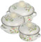 OKUMEYR Set da Cucina Smaltato 3 Pezzi Pentola Piccola con Manico Casseruola Smaltata per Zuppa Pentola per Fornello Vintage per Stufato