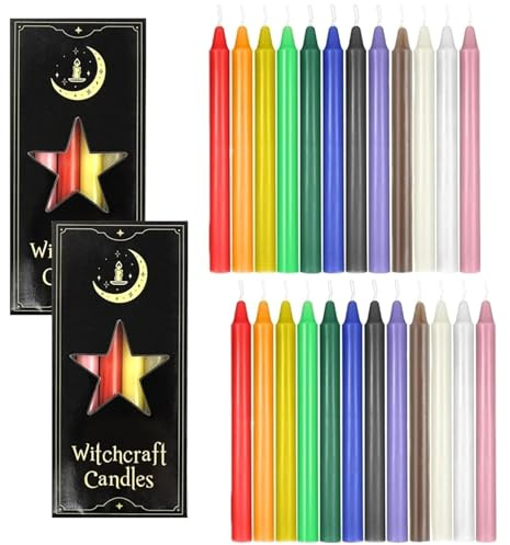Spell Chime Candles 24 Pcs Coloured Candles,Unscented Mini Taper Candle | 6.3 Tall Candle for Witchcraft,Wiccan Altar,Magic Tools,Rituals,Prayer,Meditation,Christmas,Hanukkah,Party Decoration