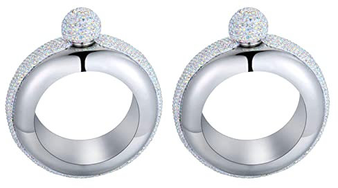 Janasiba 2X Edelstahl Armband Flaschen Tragbare Wein Whisky Flachmann Flagon Trink Flasche Küche Wein Behälter, Silber