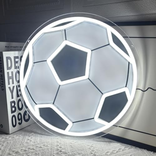 Football Neon Sign for Wall Decor Dimmable UV-Printed Soccer Led Light Sign | USB Powered Sports Ball Themed Light Up Sign for Kid Room Man Cave Playroom College Dorm Gym Bar Shops Party Decor 32 X 32CM
