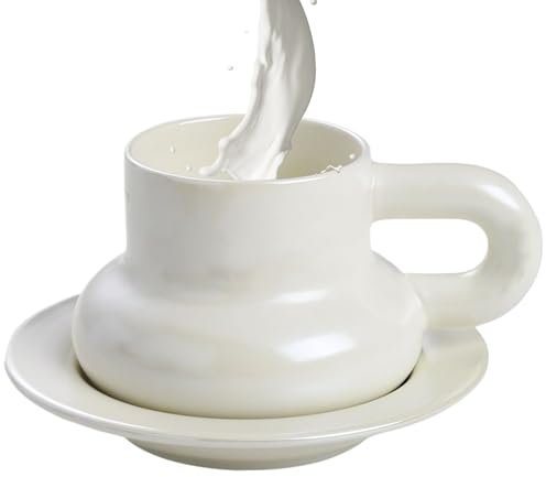 Coffee Mug - Self-Heating Ceramic Mug Set | Ceramic Coffee Cup | Milk Mug with Handle Reusable Porcelain Containers for Tea Elegant for Daily Home Cafe Restaurant Kitchen Picnic Travel