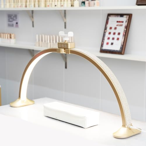 Nail Light for Desk,Half Moon Light LED for Tech Nail Desk Lamp with Phone Stand Foldable Adjustable Dimmable Half Moon Lamp for Lash Beauty Tattoos Crafts