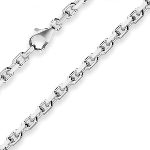 4mm Ankerkette diamantiert Silberkette Collier Halskette aus 925 Silber 60cm