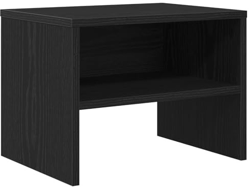 vidaXL Nachttisch aus schwarzem Eichenholz, hergestellt aus MDF. Er hat Stauraum und einen modernen rustikalen Look. Mit einem strukturierten