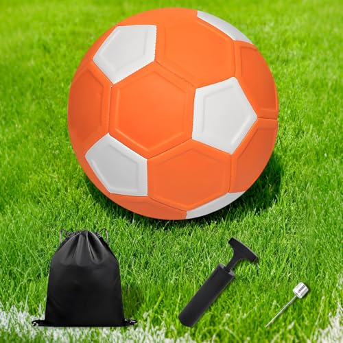 Byfoyif Fussball Curve Ball, 20cm Curveball Größe 4 Softball Fußball Flexibler Elastischer Kurvenball Eva Gummi Swerve Fußball mit Pumpe, Luftnadel Spaß Football Großes Geschenk für Outdoor