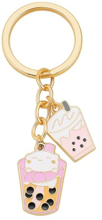 Porte-Clés Thé au Lait, Porte-Cléf Bubble Tea de Sac pour Femmes | Cadeaux de Porte-Clé Mignons avec Personnages de Dessins Animés pour Amatrices de Boba