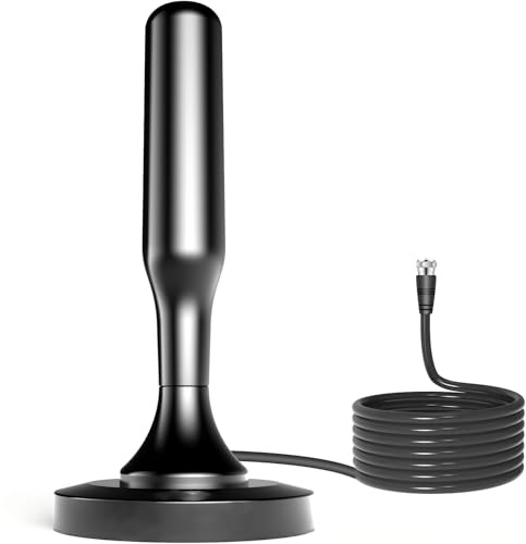 DVBT2 Antenne mit Verstärker Innen- DVBT-T2 TNT Antenne HDTV Zimmerantenne für Fernseher, Max 360° Empfang, Maximale Signalqualität durch ALU-Kern, Unterstützt 4K HD-Kanäle Innen TV Aerial