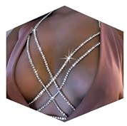 14K Gold Plated Sexy Body Chains for Women, Layered Rhinestone Crossover Bikini Bra Body Jewelry, Summer Beach Crystal Belly Waist Chain, One Size, Non-Precious Metal, No Gemstone