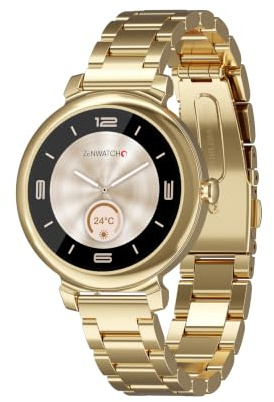 Zenwatch Lily Damen Smartwatch 1,1 Zoll AMOLED (360x360), Bluetooth-Anrufe, 100+ Sportmodi, Puls- & SPO?-Messung, Schlaftracking, IP68, 185 mAh, Android & iOS kompatibel (Gold)