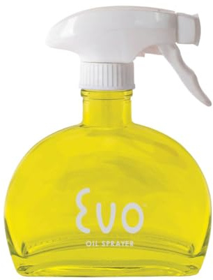 Evo Glass Oil Sprayer, Non-Aerosol For Olive Oil, Cooking Oils And Vinegars, Yellow, 6-Ounce Capacity, For Grilling, Roasting, Air Frying, Baking And Salad Prep