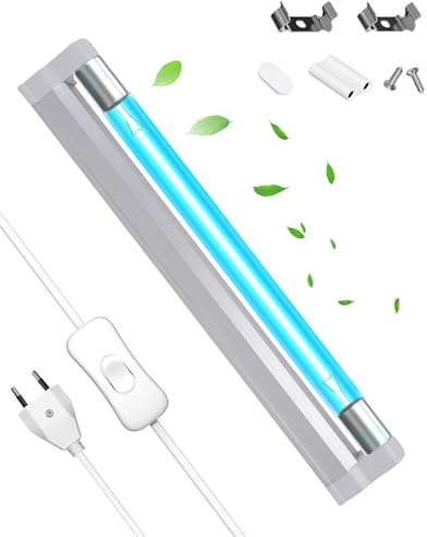 BrightArk 8W UV Lampe UVC Desinfektionslampe Ozon Licht mit Kabel und Stecker UV 253.7nm AC220-240V Perfekt für Schuhe, Kleiderschrank, Schrank, Badezimmer, Frische Luft