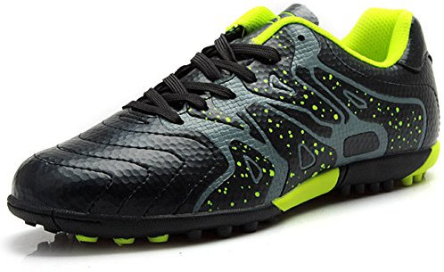 rismart Tiebao Niños Difícil Suelo Artificial Velocidad PU Cuero Fútbol Zapatos (Negro, Niño pequeño EU32)