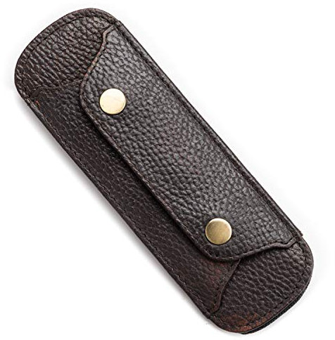LEABAGS Leder Schulterpolster 18 x 6 cm I Taschen Anti-Rutsch Rutsch-Stopp Funktion I Echtleder Gurtpolster mit Druckknöpfen I Schultergurt Polster I Schulterriemen Polster I Copper