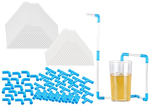 infactory Strohhalme: Trinkhalm-Bausatz mit 600 Teilen, wiederverwendbar (Kinder Strohhalm-Bausatz-Set, Kinder-Party-Spiele, Trinkflasche)