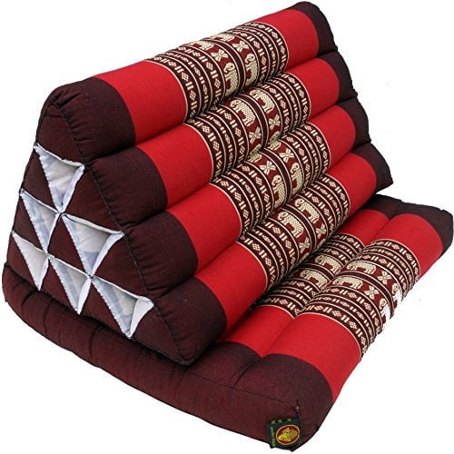 GURU SHOP Thaikissen, Dreieckskissen, Kapok, Tagesbett mit 1 Auflage - Braun/rot, 30x50x75 cm