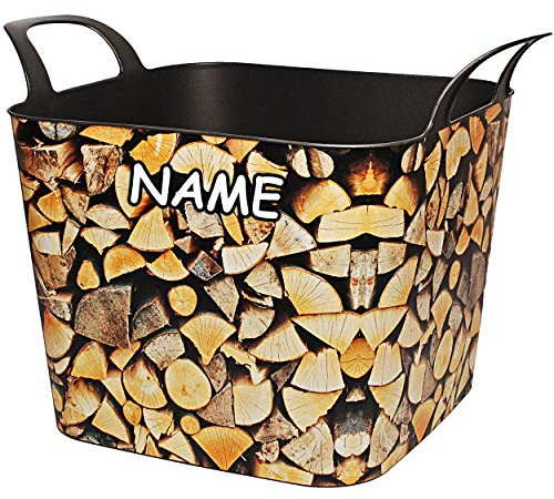 alles-meine.de GmbH Flexi & flexibel - XXL großer Garteneimer/Eimer/Trog/Bottich - Blumentopf/Pflanzkübel - Holz & Bretter - inkl. Name - Wäschekorb & Tasche - Gross - Sh..