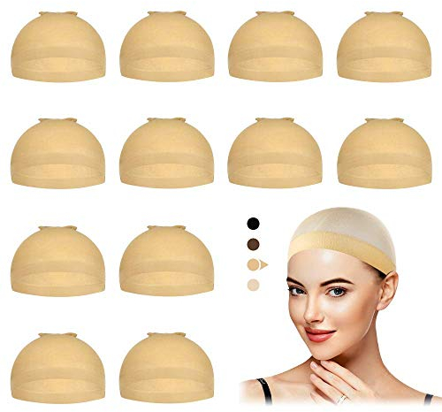 Dreamlover Haarnetz, Wig Caps for Lace Wigs, Perücken Zubehör, Perückennetz, Beige, 12 Stücke