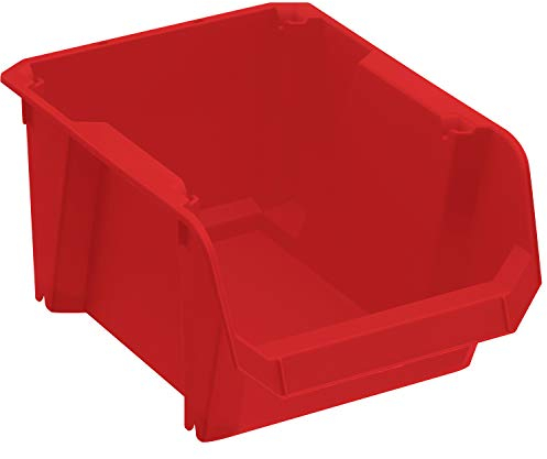 Stanley STST82739-1 Lagersichtkästen #3 (rot, schlagfestes Polypropylen, stapelbar, Wandmontage möglich, ideal zur Aufbewahrung von Kleinteilen, Werkzeugen, Zubehör, uvm.), 3 (24 x 18 x 13 cm)