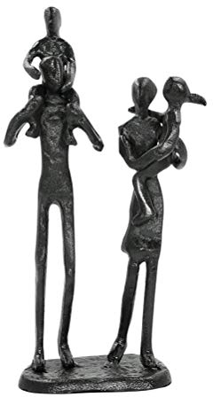Aoneky Estatua Familiar de Metal - Figura Decorativa de Familia de 4 Madre Padre Hijo Hija, Regalo Original para Familiares, Decoración Moderna Abstracta de Hogar Casa Oficina, Color Negro