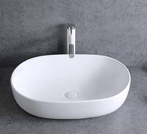 warenplus 1x Keramikwaschbecken oval klein Aufsatz Waschbecken Keramik Handwaschbecken Bad 49x35cm
