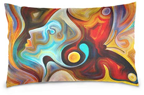 Linomo Kissenbezug 50x90 cm, Bunt Schmetterling Abstrakt Gesicht Dekorative Kissenbezug Kissenhülle für Couch Sofa Bett Hause