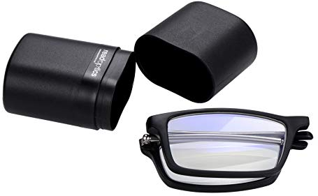 Read Optics Folding Reading Glasses 2.0 Blue Light Blocking Fold-Away Ready Reader for Mobile Phone, PC, with Pocket Travel Case. Anti Glare UV Filter Lens. Mens/Womens [+1 to 3.5]